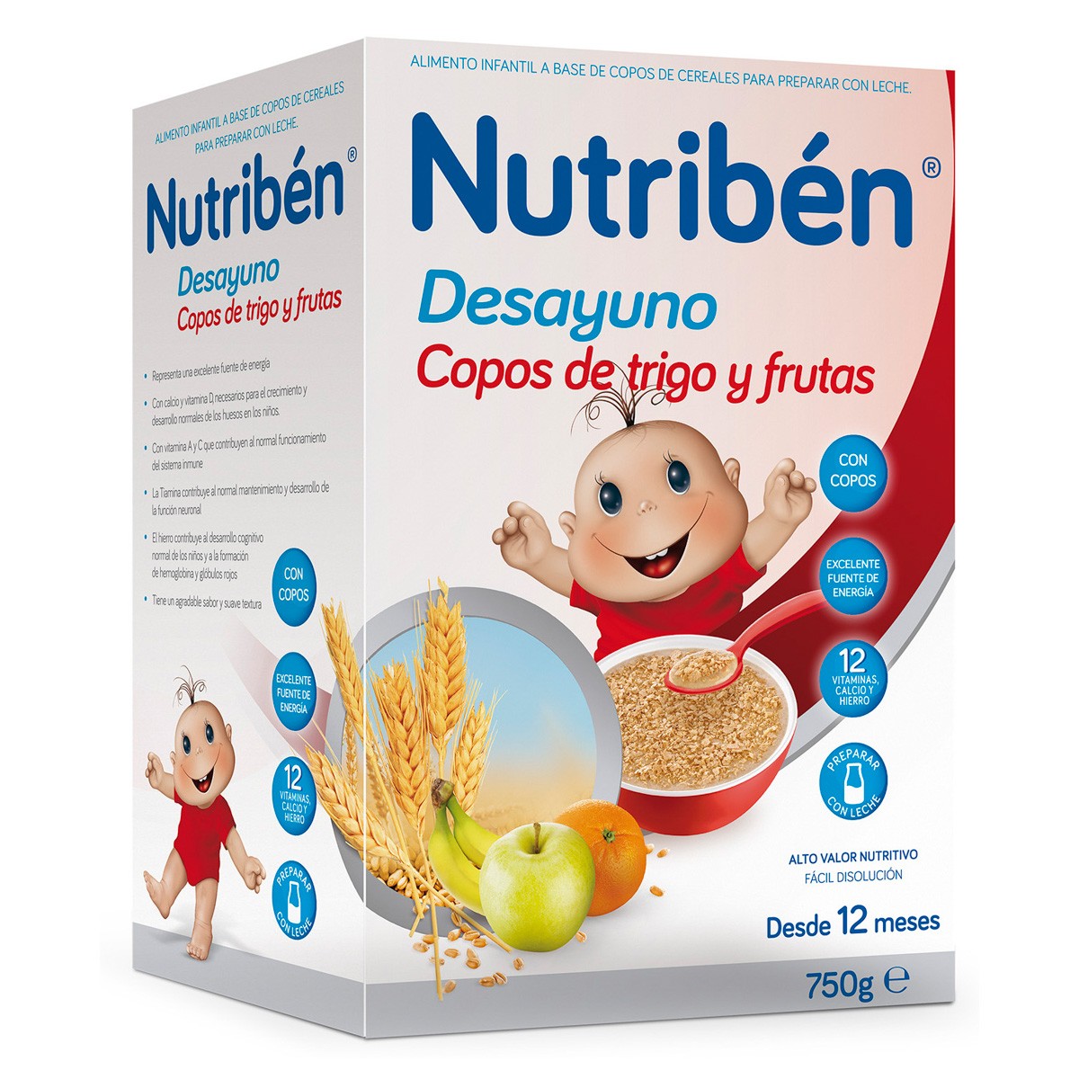 Nutribén Desayuno copos trigo y fruta 750gr